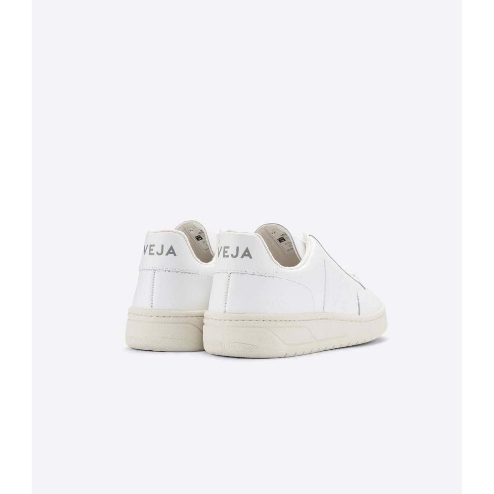 White Women's Veja V-12 LEATHER Sneakers | AU 674GSO